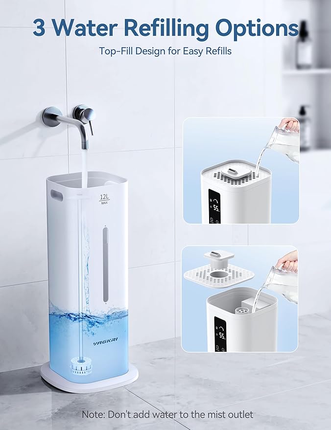 VAGKRI 12L Large Room Humidifier, 120H Long Lasting Cool Mist, 3 Mist Levels - Image 5