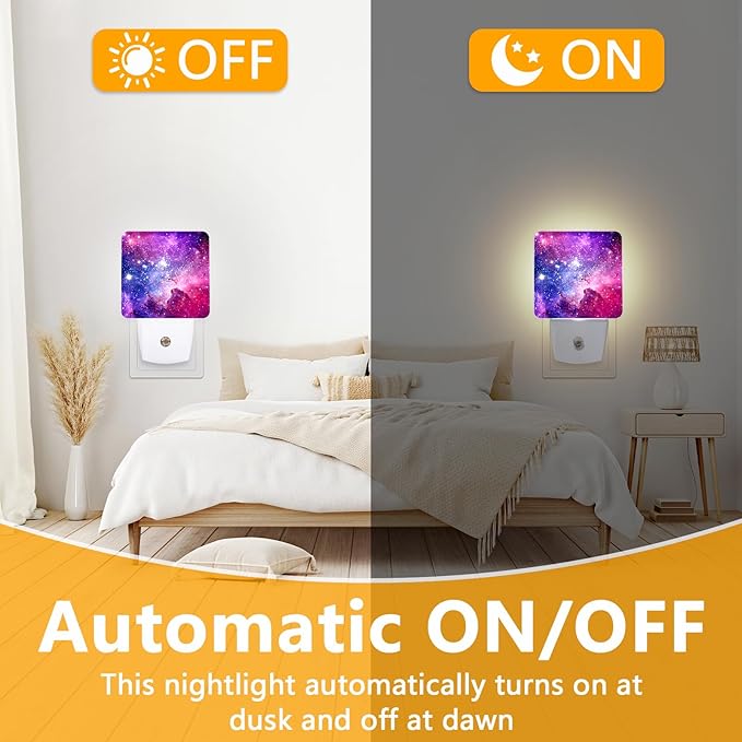 GANTINIR Purple Galaxy Space Night Light, Plug-into Nightlight White LED Lamp - Image 6