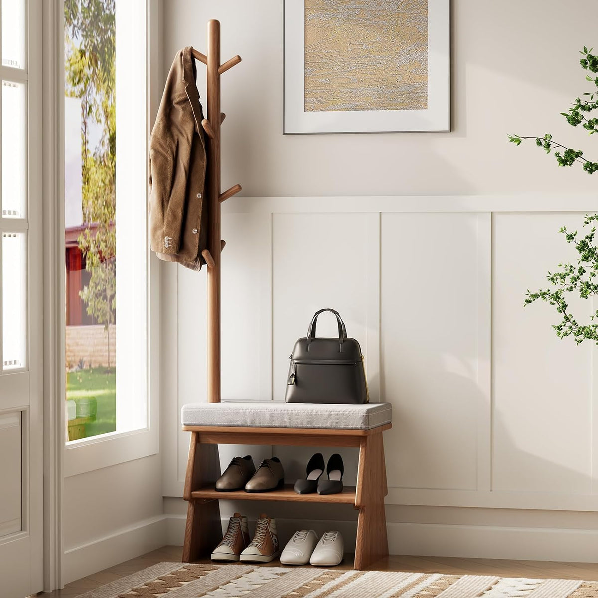 coat rack with shoe storage, shoe rack with, main product view