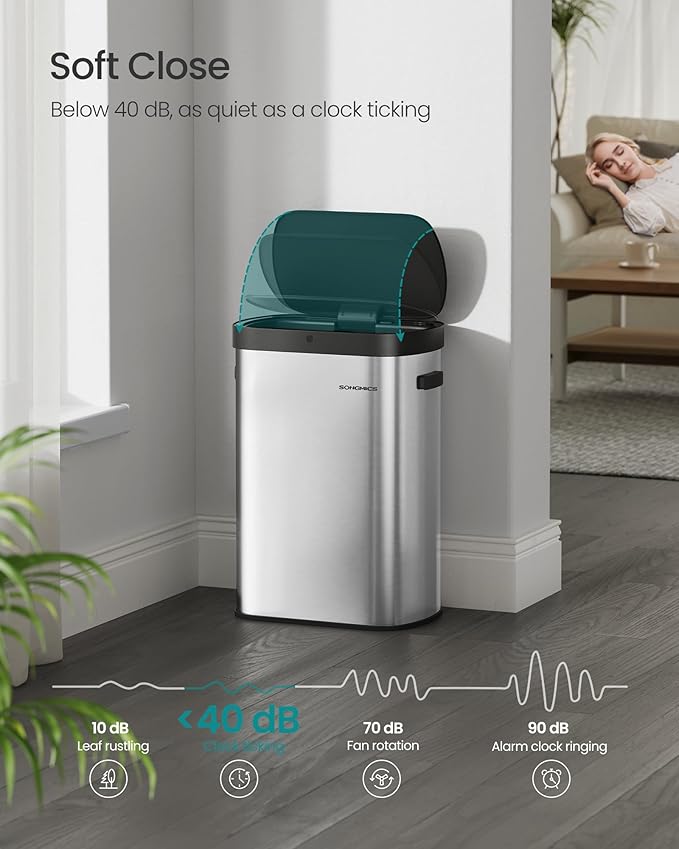 SONGMICS Motion Sensor Trash Can, 13-Gallon Automatic Garbage Can - Image 4