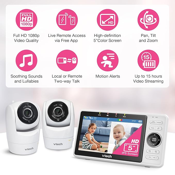 VTech 2-Cameras Smart WiFi Baby Monitor - Image 2