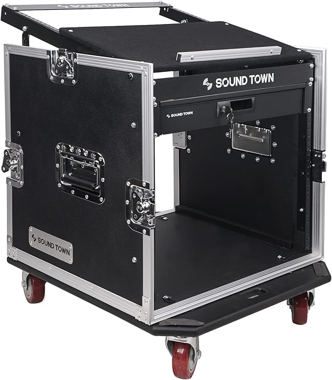 Sound Town High-Quality 1/2” Plywood 10U PA DJ Pro Audio Rack/Road ATA Case by SOUNDTOWN