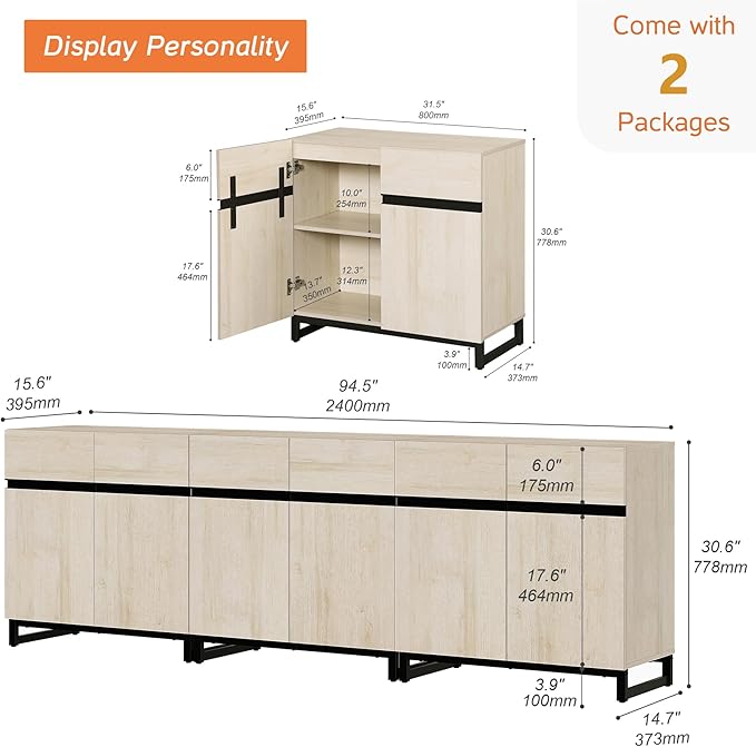 WAMPAT Modern TV Stand for TVs Up to 110 Inch, 3 in 1 Wood Entertainment Center - Image 2