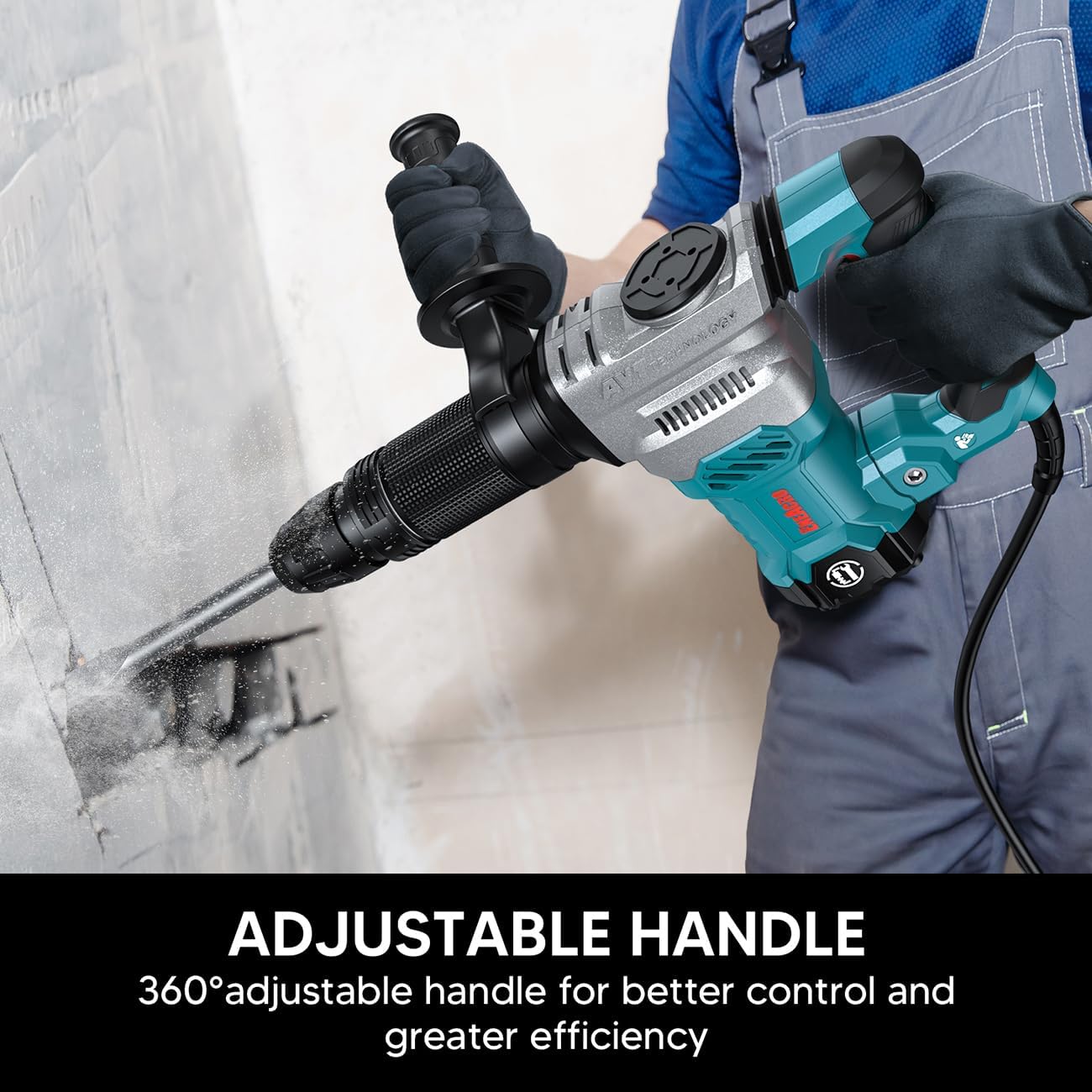 ENEACRO SDS-Max Demolition Jack Hammer, 11 Amp Electric | Lightweight, Aluminum Alloy Shell, Vibration Control, Includes Tool Bag & 3 Chisels, For Concrete