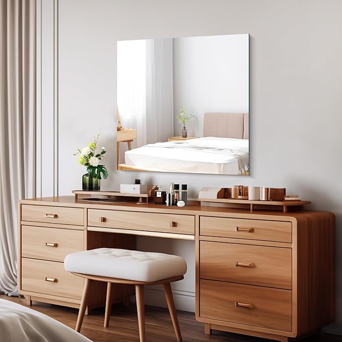CILIBER 30x30 inch Frameless Bathroom Mirror, Square Frameless Mirrors - Image 2