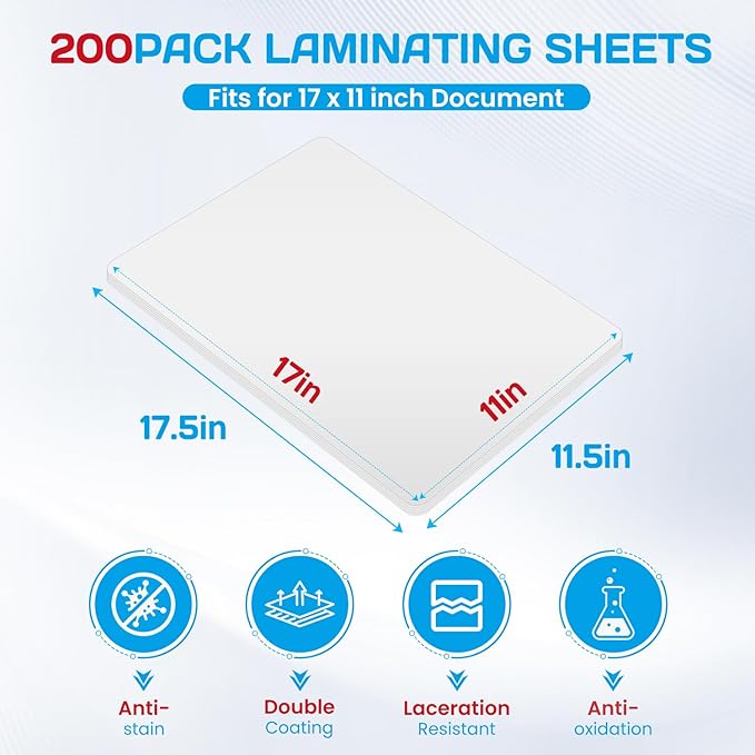 CAREGY 200 Pack Laminating Sheets, Hold 11 x 17 Inch Sheet, 3 Mil Clear Thermal - Image 2