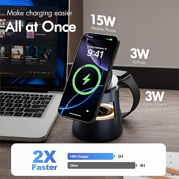 5 in 1 Magnetic Wireless Charger Bluetooth Speakers and Night Light - Image 3