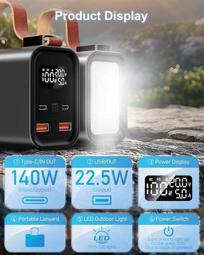 140W Laptop Portable Charger Power Bank 50000mAh, Power Station PD 3.1 QC4.0 - Image 5