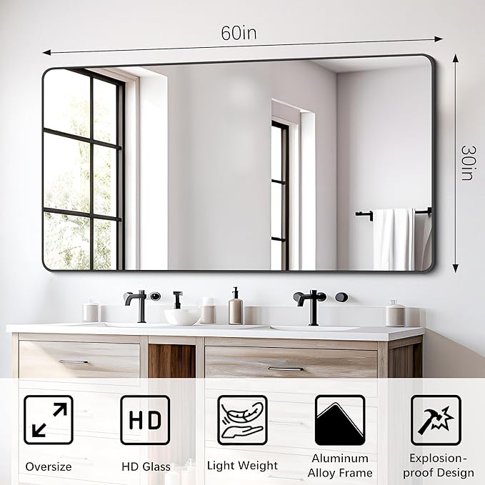 FORBATH Bathroom Mirror 30" X 60"，Large Rectangular Wall Mirror - Image 8