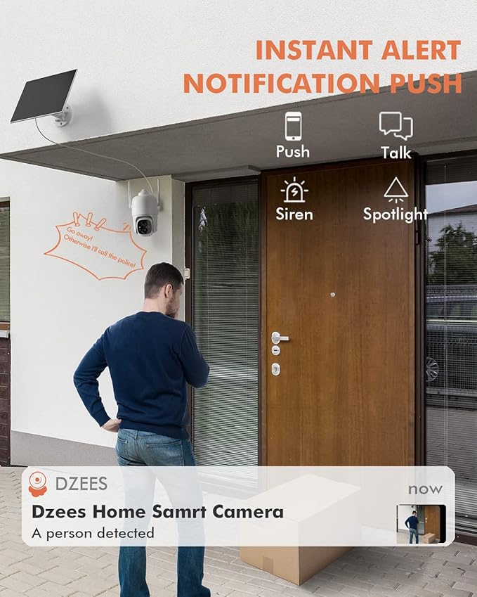 Dzees Solar Security Cameras Wireless Outdoor, 2K Battery Powered Security - Image 5