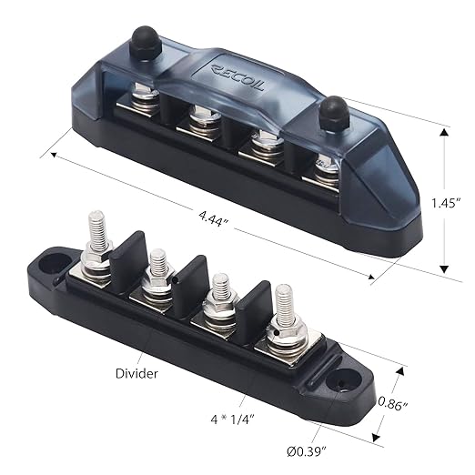 Recoil BBSPG4 Discrete 4 Position Barrier Strip Bus Bar 4 x M5 Studs Terminals - Image 4