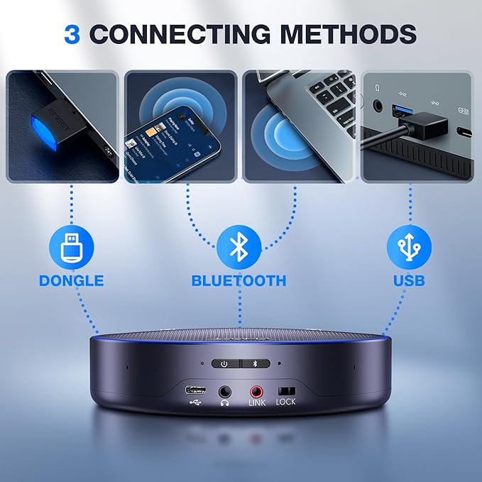 EMEET M3 Conference Speaker and Microphone, Zoom Certified Bluetooth - Image 7