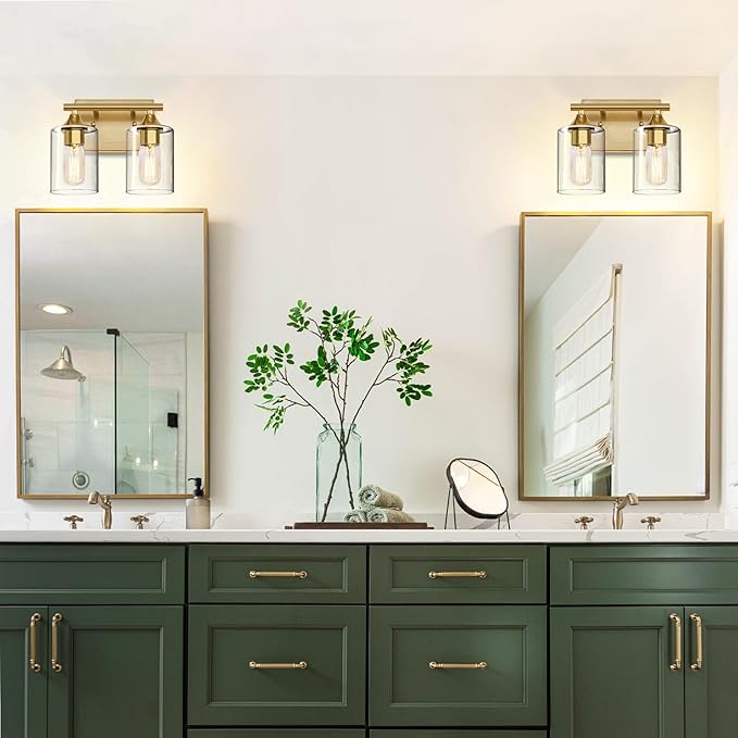 XPEHK Gold Vanity Lights for Bathroom, 2-Light Bathroom Light Fixtures - Image 2