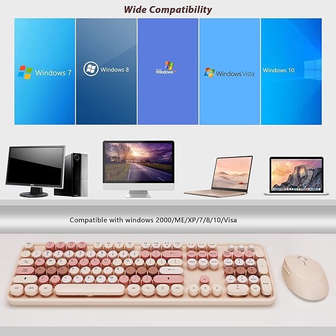 Wireless Keyboard and Mouse, KOOTOP Cute Keyboard and Mouse, 2.4G Wireless - Image 8