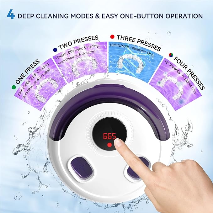 Hosoote Dental Ultrasonic Retainer Cleaner Machine, 45kHz Cleaning Pod - Image 4