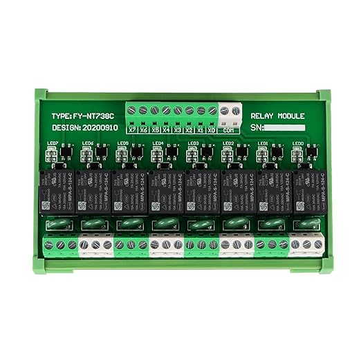 GUETNEU Relay Board, 8 Channel 1 SPDT DIN Rail Mount 24V DC/AC Relay, Interface - Image 5