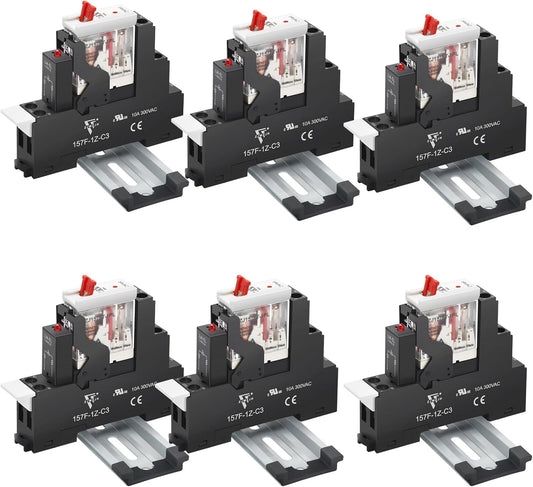 6 Pcs 24VAC Relay Electromagnetic Power Relay 12 Amp 5Pins SPDT 1NO 1NC