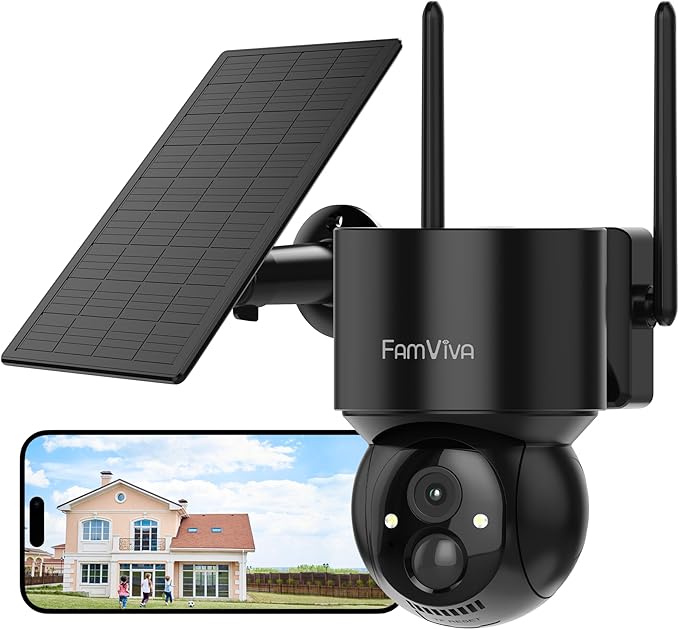 FAMVIVA 2K Solar Security Cameras Wireless Outdoor, 360°PTZ Battery Powered - Image 9