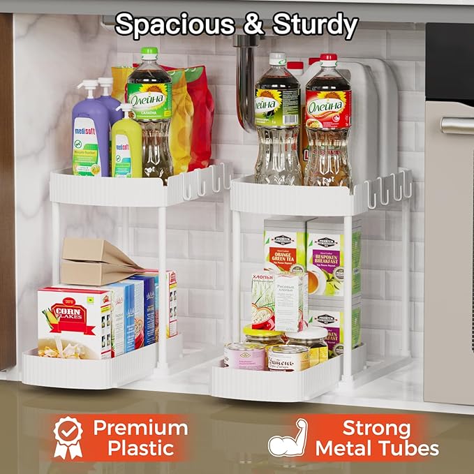 Ukeetap 2 Pack Multi-Purpose Pull-Out Storage Organizers, Under Sink & Cabinet - Image 3