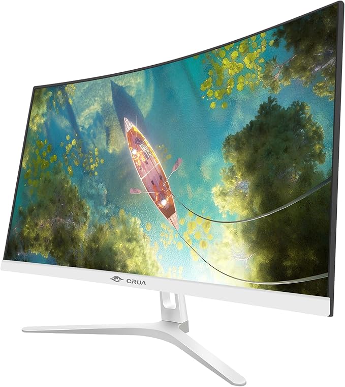 CRUA 27" Curved White Monitor, Full HD VA Panel 1800R 100HZ 120% sRGB - Image 2