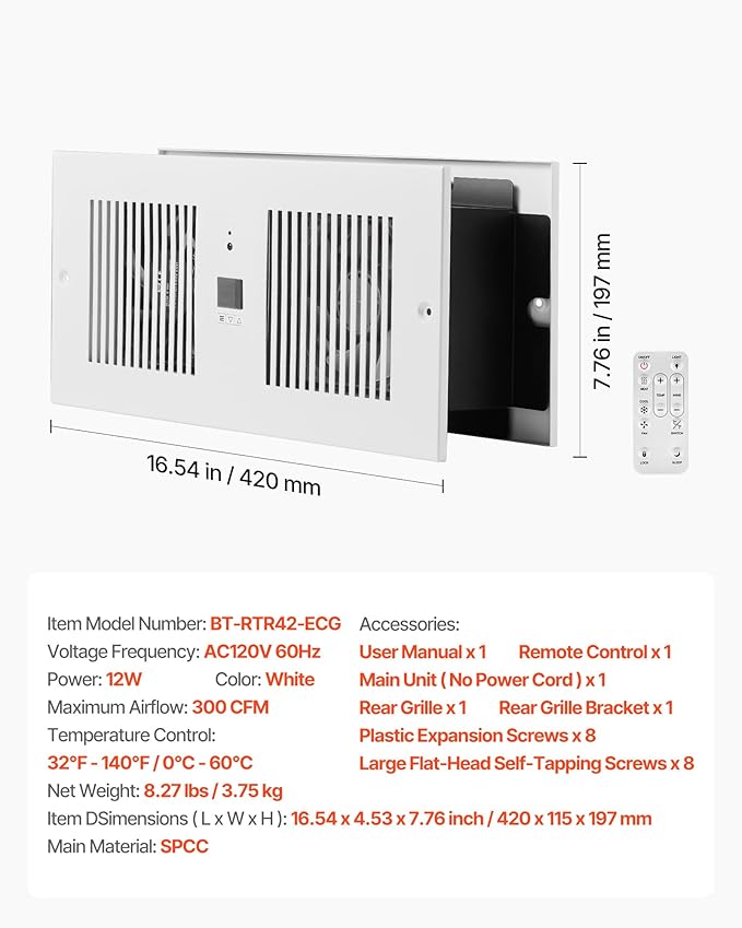 VEVOR Room to Room Fan, Adjustable Dual Airflow Through-the-Wall Fan - Image 7