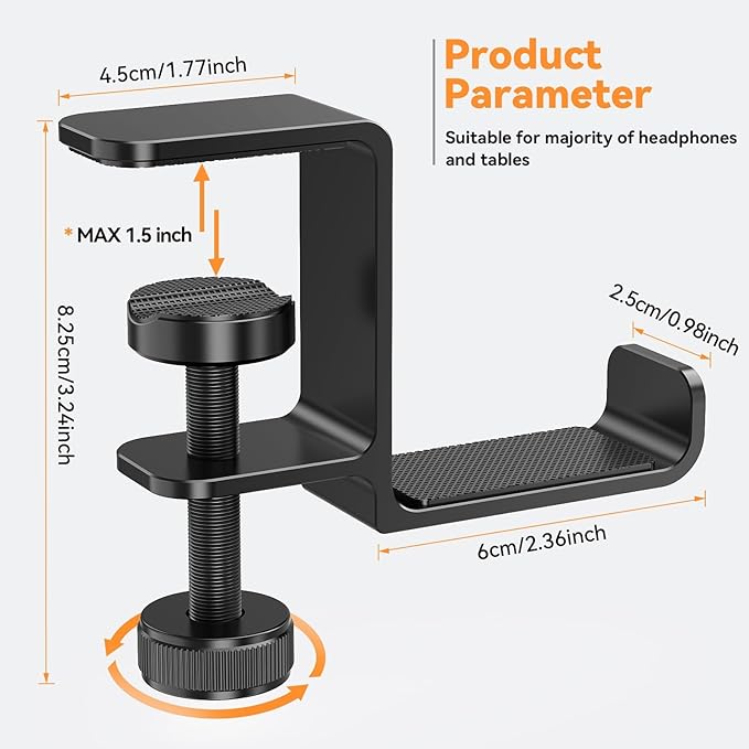 Yocice Headphone Hanger Holder Stand-Under Desk Headphone Hanger， Headset Hook - Image 4