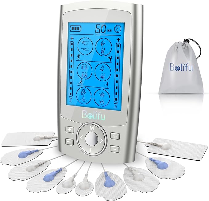 Belifu Dual Channel TENS EMS Unit 24 Modes Muscle Stimulator by Belifu