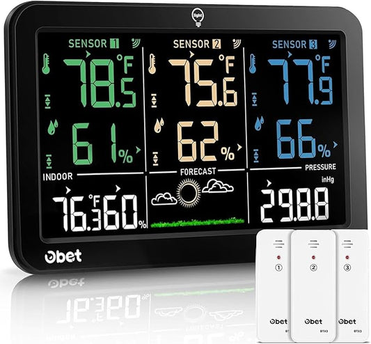 OBET Weather Station Wireless Indoor Outdoor Thermometer Wireless, Color by OBET