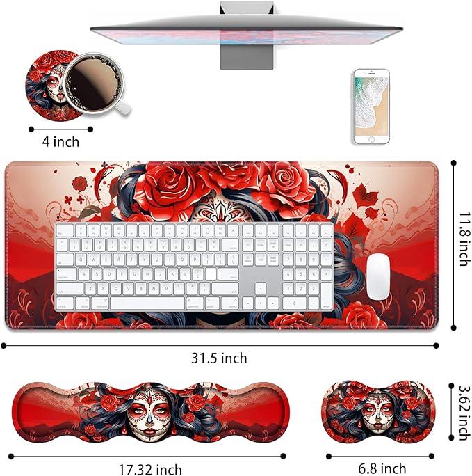 4 in 1 Ergonomic Keyboard Wrist Rest & Mouse Pad Wrist Rest Set, Large XXL - Image 2