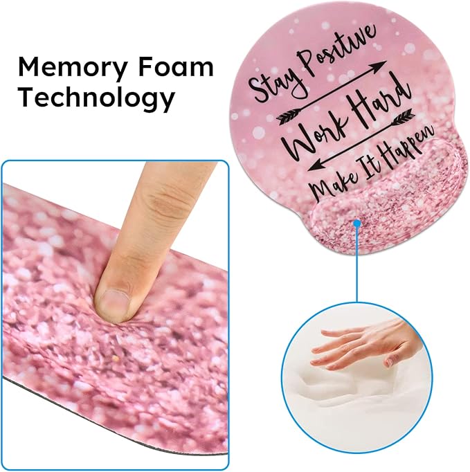 iCasso Mouse Pad, Large Pink Desk Mat Set, 4in1 XXL Mousepad + Keyboard Wrist - Image 8