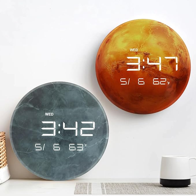 Nbdeal Digital Wall Clock with LED Display, Automatic Dimming, 12/24hr Format - Image 6