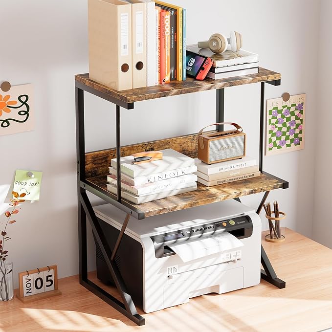 aboxoo Printer Stand for Desk, Desktop Printer Shelf Large 3-Tier Multi-Purpose - Image 6