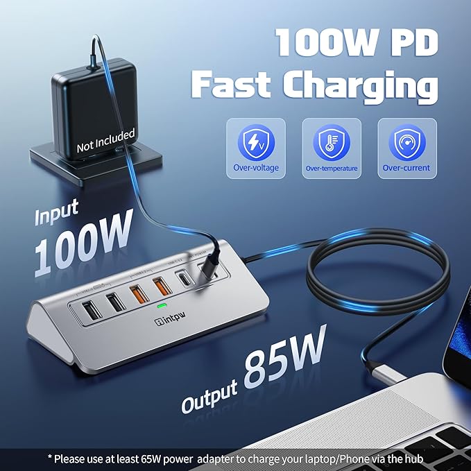 intpw P9R PRO USB C Hub Ethernet, 10 in 1 USB Docking Station 10Gbps - Image 4