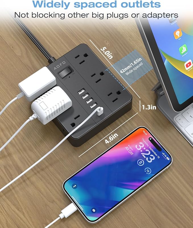 AOFO 20FT Surge Protector Power Strip, 12 AC Outlets - Image 3