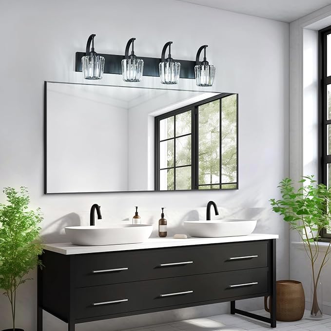FDPBY Modern Bathroom Vanity Light, 4-Light Black Wall Sconce - Image 6