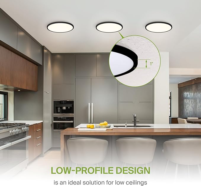 ASD LED 12" Round Flush Mount Ceiling Light Fixture, Low Profile Surface - Image 6