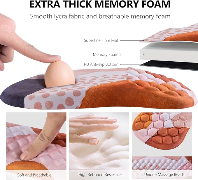 Mouse Pad Wrist Support, Laokiiy 2 in1 Keyboard Wrist Rest+ Ergonomic Mouse Pad - Image 3