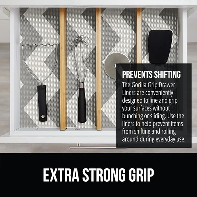 GORILLA GRIP powerGRIP Drawer Shelf and Cabinet Liner, Thick Strong Hold - Image 3