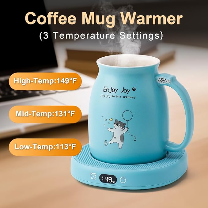 Bsigo Coffee Mug Warmer & Cute Cat Mug Set, Candle Mug Warmer - Image 2