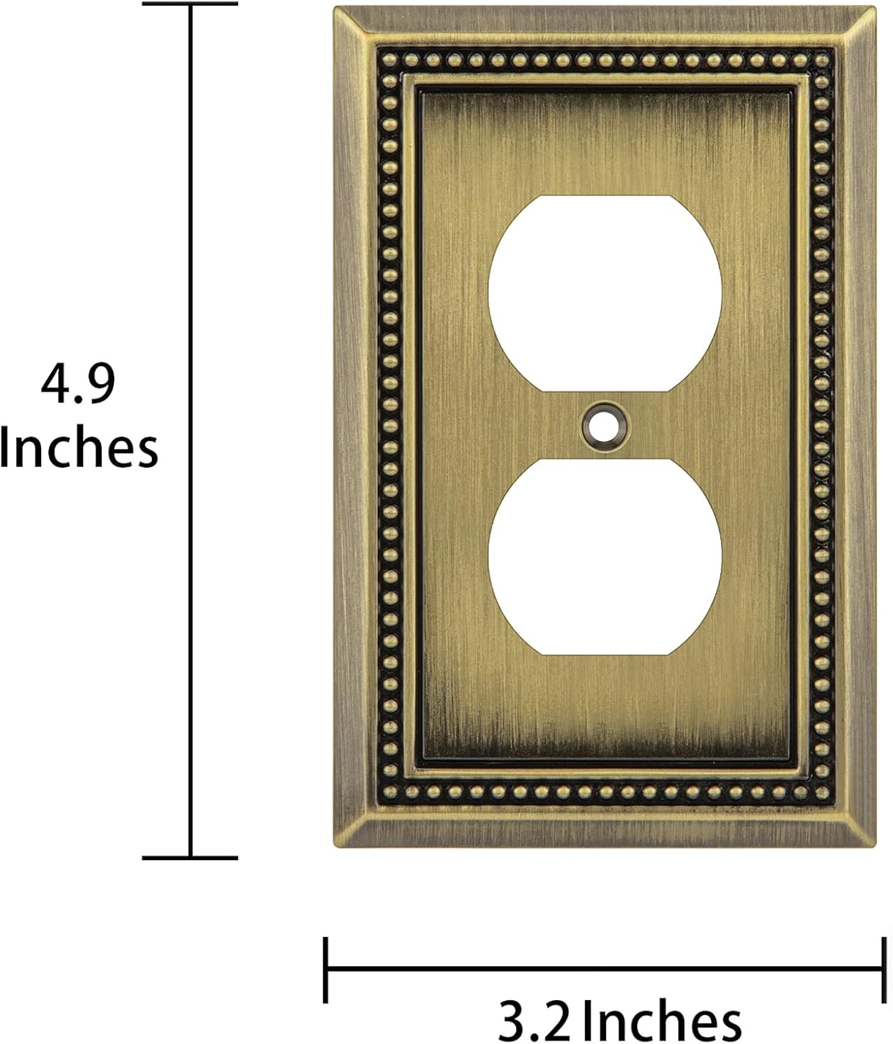 Sunken Pearls Heavy Duty Decorative Wall Plate Switch Plate Outlet Cover (Single Duplex, 2 Pack, Antique Brass)