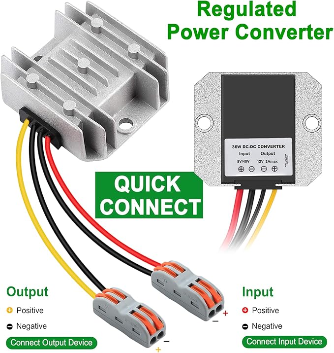 DC 8-40V to 12V Converter 3A 36W Regulated Voltage Power Converter IP68 - Image 6