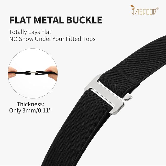 JASGOOD Women No Show Stretch Belt Elastic Web Strap Belt - Image 4