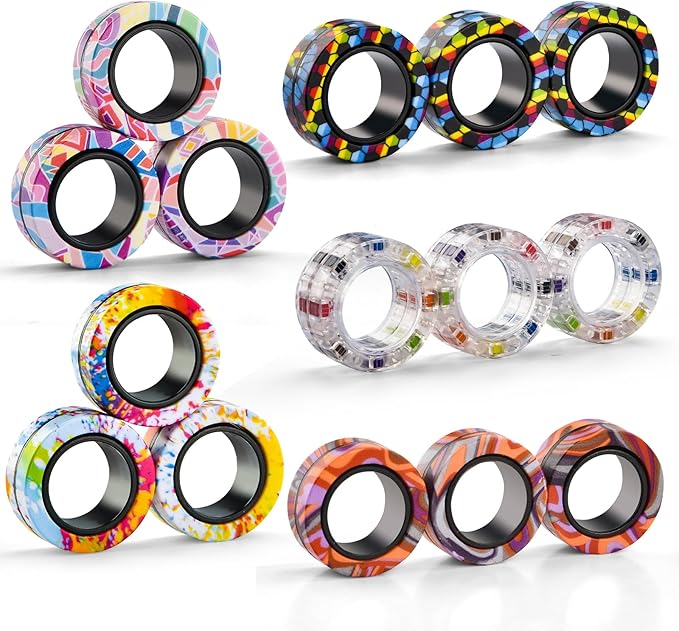 15Pcs Magnetic Adults Fidget Toys Rings, Stocking Stuffers - Image 5