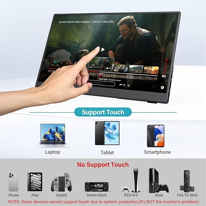 InnoView Portable Monitor Touchscreen 15.6" 1080P 10-Point Touch Screen Monitor - Image 2