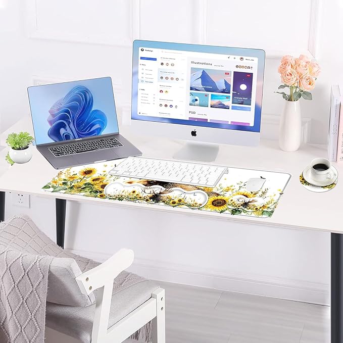 BFUKVOU Large Keyboard Mouse Pad Set, Extended Mouse Pad+Keyboard Wrist Rest - Image 3