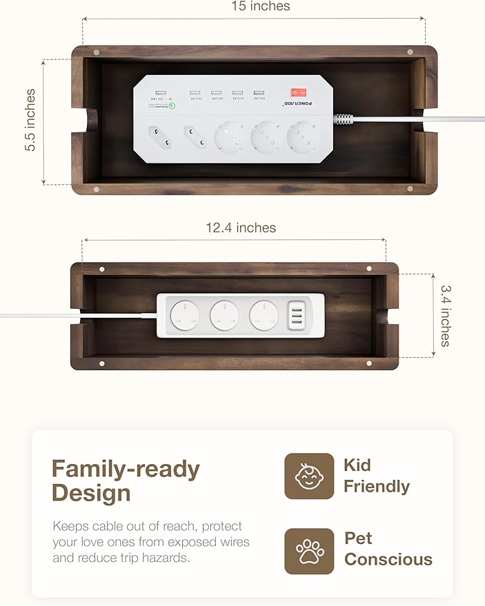 TIDITA Acacia Large Cable Management Box - Image 4