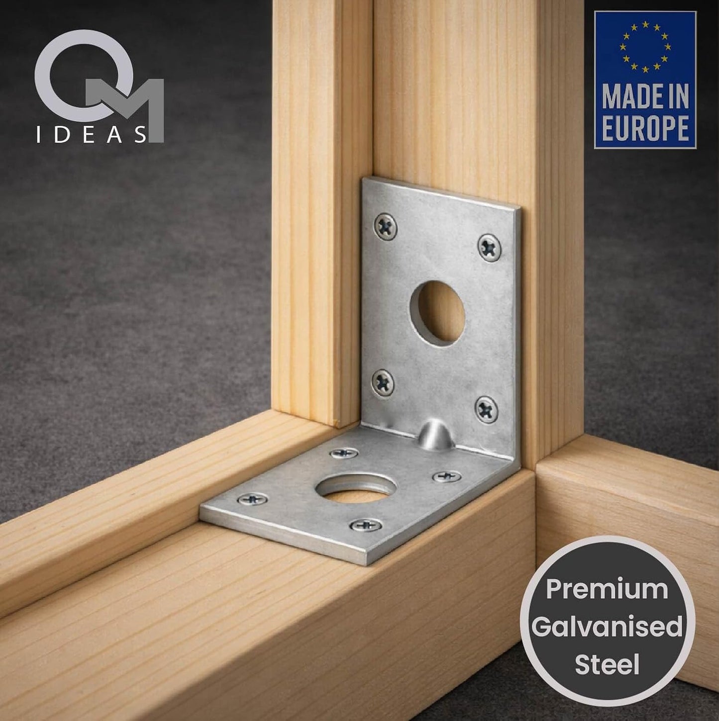 10 Pack Angle Brackets (1.97" x 1.97" x 1.38") Heavy Duty Corner Sleeper Bracket with Beading Timber Wood Metal Joining Fixing L Galvanised Steel Sheet Connector