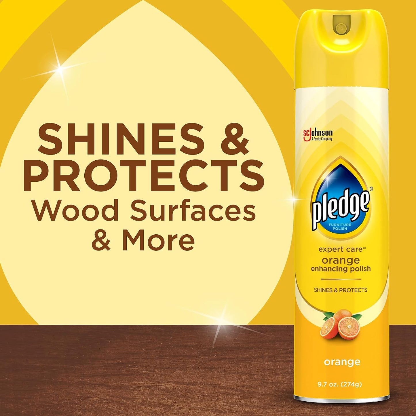 Pledge Enhancing Polish, Wood & Furniture Spray, Orange Scent, 9.7oz (Pack of 3)
