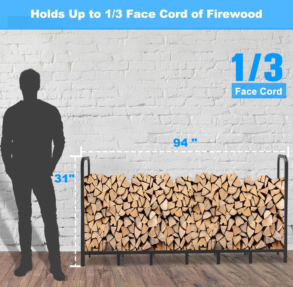 8ft firewood rack holder, adjustable heavy duty fire on a desk or shelf