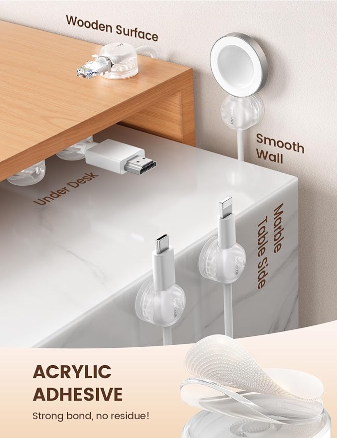 Lamicall 6Pack Clear Rotatable Cord Organizer - Image 3